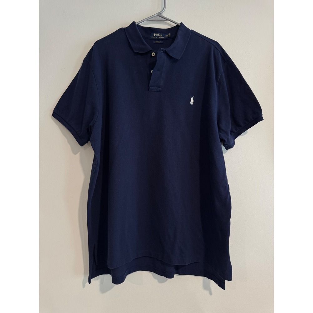 Polo Ralph Lauren Custom Fit Polo Shirt Mens XXL Navy Blue Short Sleeve Pony